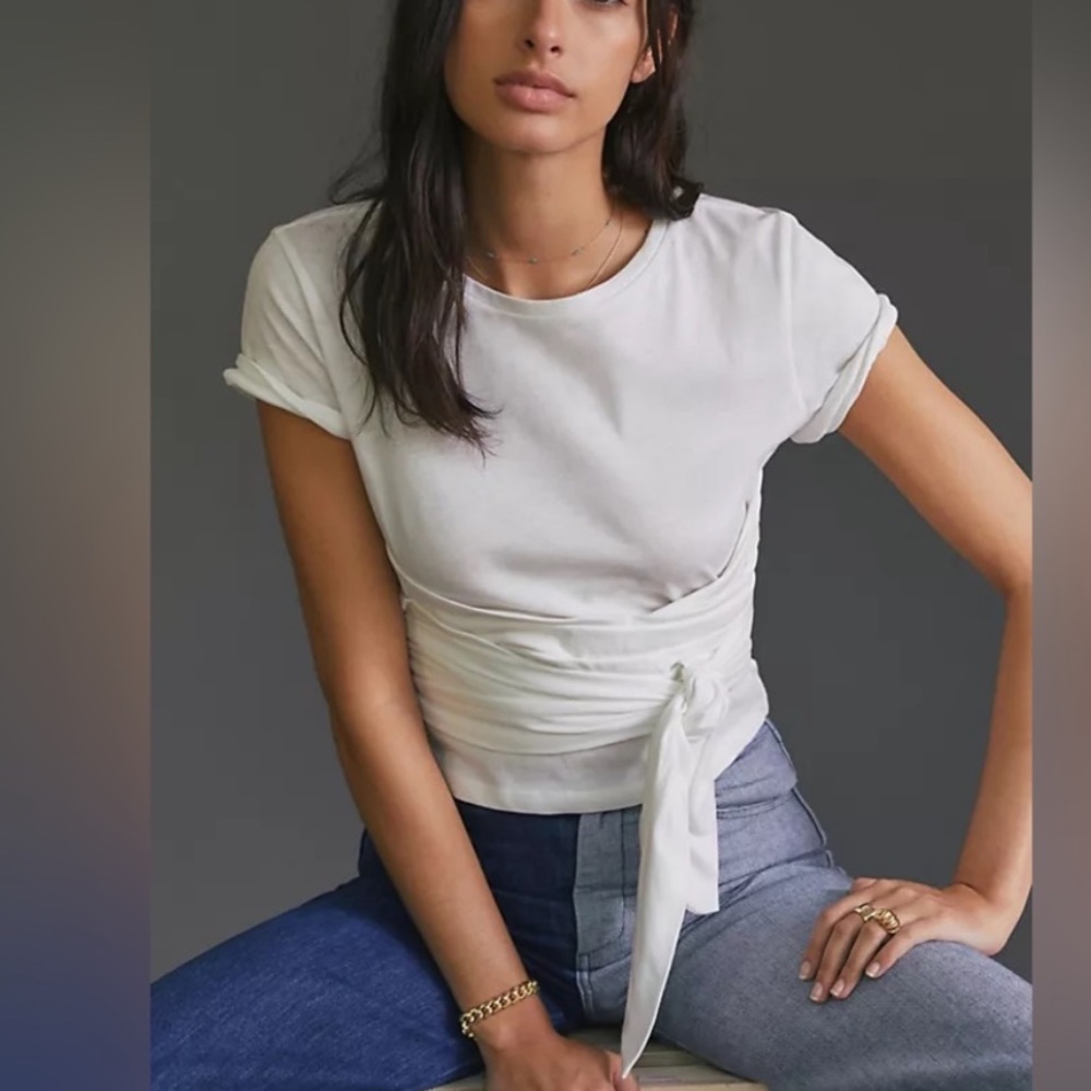 White wrap cotton tshirt